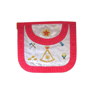 Satin Masonic apron – French Chapter – 2nd Order – Sextant and symbols – Rounded angles