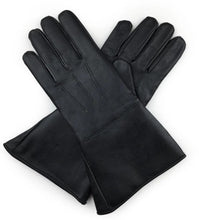 Load image into Gallery viewer, Masonic Piper Drummer Leather Gauntlets/Gloves Black Soft Leather Knight Templar