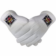 Charger l&#39;image dans la galerie, Masonic Knight Templar KT 100% Cotton Machine Embroidery Emblem Glove (2 Pairs)