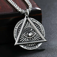 Load image into Gallery viewer, Premium Quality All-Seeing Eye Pendant Necklace with Masonic Symbolism for Men-Blue Lodge Necklaces &amp; Pendants-Masonic Pendants-Freemason necklace