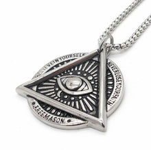 Carica l&#39;immagine nel visualizzatore di Gallery, Premium Quality All-Seeing Eye Pendant Necklace with Masonic Symbolism for Men-Blue Lodge Necklaces &amp; Pendants-Masonic Pendants-Freemason necklace