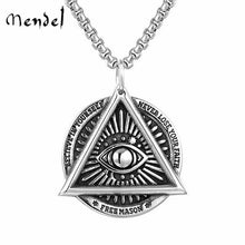 Afbeelding in Gallery-weergave laden, Premium Quality All-Seeing Eye Pendant Necklace with Masonic Symbolism for Men-Blue Lodge Necklaces &amp; Pendants-Masonic Pendants-Freemason necklace
