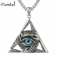 Afbeelding in Gallery-weergave laden, Premium Quality Blue Evil All-Seeing Eye Hip Hop Pendant Necklace for Men-Blue Lodge Necklaces &amp; Pendants-Masonic Pendants-Freemason necklace