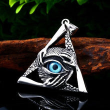Carica l&#39;immagine nel visualizzatore di Gallery, Premium Quality Blue Evil All-Seeing Eye Hip Hop Pendant Necklace for Men-Blue Lodge Necklaces &amp; Pendants-Masonic Pendants-Freemason necklace