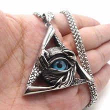 Load image into Gallery viewer, Premium Quality Blue Evil All-Seeing Eye Hip Hop Pendant Necklace for Men-Blue Lodge Necklaces &amp; Pendants-Masonic Pendants-Freemason necklace
