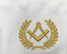 Load image into Gallery viewer, Masonic Cotton Gloves with Machine Embroidery Square Compass Gold (2 Pairs)