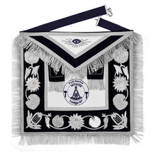 Load image into Gallery viewer, Past Master Blue Lodge Apron - Customizable Hand Embroidery Silver Bullion With Blue Velvet