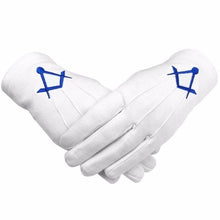 Charger l&#39;image dans la galerie, Masonic Cotton Gloves Thin Square and Compass Machine Embroidery  (2 Pairs)