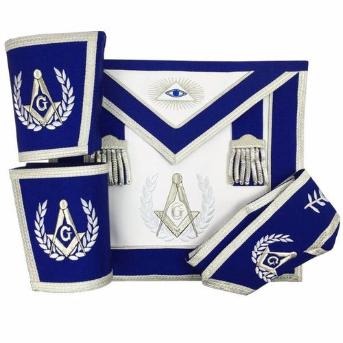 Masonic Blue Lodge Master Mason Apron Set Apron,Collar gauntlets (Cuffs) | Regalia Lodge