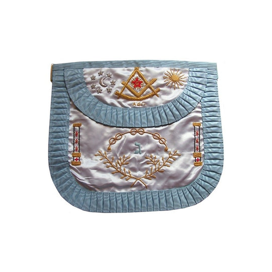 Satin Masonic apron – Traditional French Rite – Worshipful Master – Hebrew letter