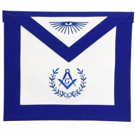 Masonic Blue Lodge Master Mason Apron Machine Embroidery Blue