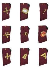 Load image into Gallery viewer, Masonic Blue Lodge 14th Degree Collars- Set of 9 collars Machine Embroidered