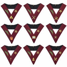 Load image into Gallery viewer, Masonic Blue Lodge 14th Degree Collars- Set of 9 collars Machine Embroidered