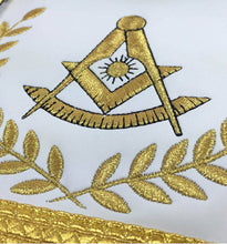 Load image into Gallery viewer, Masonic Blue Lodge Past Master Gold Machine Embroidery Freemasons Apron