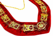 Cargar imagen en el visor de la galería, Shriner - Masonic Chain Collar - Gold/Silver on Red | Regalia Lodge