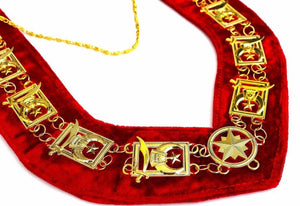 Shriner - Masonic Chain Collar - Gold/Silver on Red | Regalia Lodge