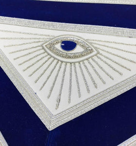 MASTER MASON Silver Embroidered Apron square compass with G Blue | Regalia Lodge
