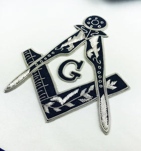 Masonic MASTER MASON Hand Embroided Apron with square compass with G Velvet | Regalia Lodge