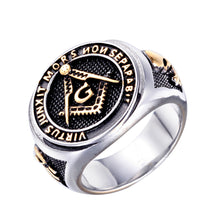 Cargar imagen en el visor de la galería, Religious Masonic Stainless Steel Ring Symbol G  Ring Fashion Compass Masonic Ring Freemason Symbol Ring