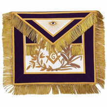Load image into Gallery viewer, MASTER MASON Gold Embroidered Apron square compass with G Purple | Regalia Lodge
