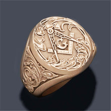 Load image into Gallery viewer, Men&#39;s Stainless Steel Masonic Ring Retro Punk
