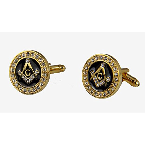 Mason Cufflinks Bling Masonic Cuff Links Freemason Set Pair Square Compass