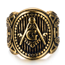 画像をギャラリービューアに読み込む, personality golden masonic Vintage ring Masonic Compass G Ring Freemason Vintage Ring