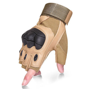 tactical fingerless leather gloves