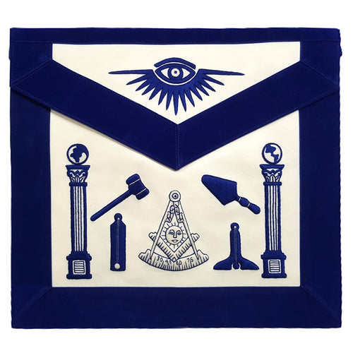 Past Master Apron - Hand Embroidered Tools Royal Blue Apron | Regalia Lodge