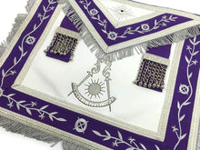 Load image into Gallery viewer, Masonic Blue Lodge Past Master Silver Machine Embroidery Freemason Purple Apron | Regalia Lodge