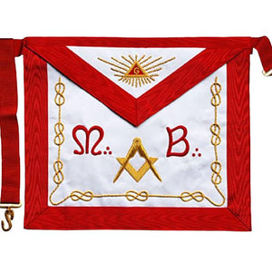 Masonic Scottish Rite AASR Master Apron "M+B" Hand Embroidered Apron | Regalia Lodge