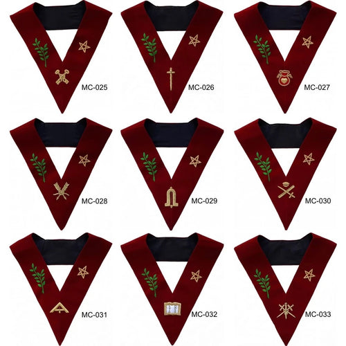 Scottish Rite 14th Degree Lodge Of Perfection Officer Collars Set Of 9 Hand Embroidered | Regalia Lodge