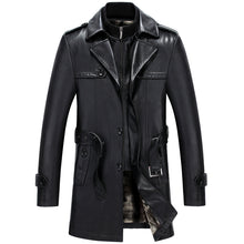 Cargar imagen en el visor de la galería, men&#39;s Leather Jacket  mid-length sheepskin suit