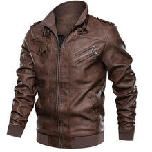 Cargar imagen en el visor de la galería, PU leather plain leather jacket hoodless