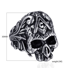 Cargar imagen en el visor de la galería, Punk Stainless Steel Men&#39;s Masonic Skull Ring