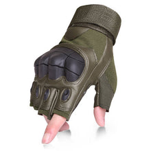 Cargar imagen en el visor de la galería, outdoor exercise tactical leather gloves  - Tactical Outdoor Fitness Gear PU Leather Fingerless Gloves - Men&#39;s Pu Leather Gloves - Half Finger Leather Fitness Glove