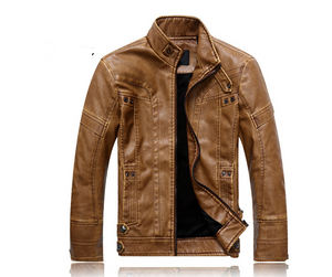 Men's PU Leather Jacket-Casual Leather jacket for mens-biker Lightweight Leather jacket