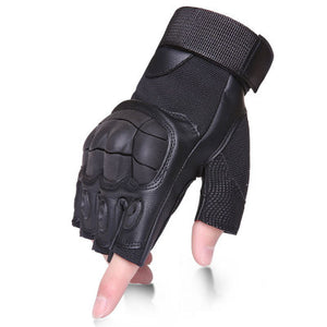 outdoor exercise tactical leather gloves  - Tactical Outdoor Fitness Gear PU Leather Fingerless Gloves - Men's Pu Leather Gloves - Half Finger Leather Fitness Glove