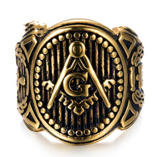 Load image into Gallery viewer, personality golden masonic Vintage ring Masonic Compass G Ring Freemason Vintage Ring
