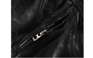 Men's Leather Slim-fit Motorcycle Goatskin Leather Jacket Cowhide