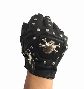 Pu leather gloves punk hip-hop rivet half finger leather gloves-Leather Gloves for Mens -  luxury leather gloves-Leather Gloves for Mens Black Leather Touch Screen Gloves  dents gloves  formal leather gloves  luxury leather gloves