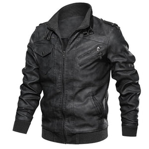 PU leather plain leather jacket hoodless
