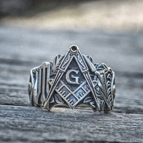 Men'S Retro Ring Alloy Ring Masonic Symbol Ring Masonic Knight Templar Ring