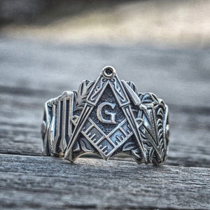 Men'S Retro Ring Alloy Ring Masonic Symbol Ring Masonic Knight Templar Ring