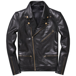 Lightweight Leather Sheepskin Motorcycle Jacket Single Coat