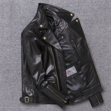 Cargar imagen en el visor de la galería, Lightweight Leather Sheepskin Motorcycle Jacket Single Coat