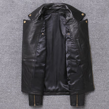 Cargar imagen en el visor de la galería, Lightweight Leather Sheepskin Motorcycle Jacket Single Coat