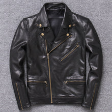 Carica l&#39;immagine nel visualizzatore di Gallery, Lightweight Leather Sheepskin Motorcycle Jacket Single Coat