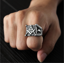 Load image into Gallery viewer, Masonic rings for men gold sun moon making Punk handmade high pf