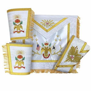 Masonic Rose Croix 33rd Degree Silk Apron, Gauntlets and Collar Set - All Countries Flags | Regalia Lodge